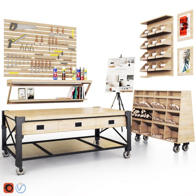 workshop-work tools 3D Model .c4d .max .obj .3ds .fbx .stl .blend 