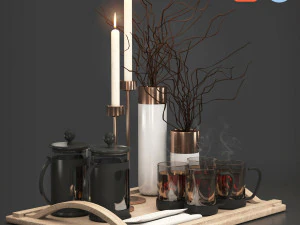 набір трав'яного чаю 3D Модель