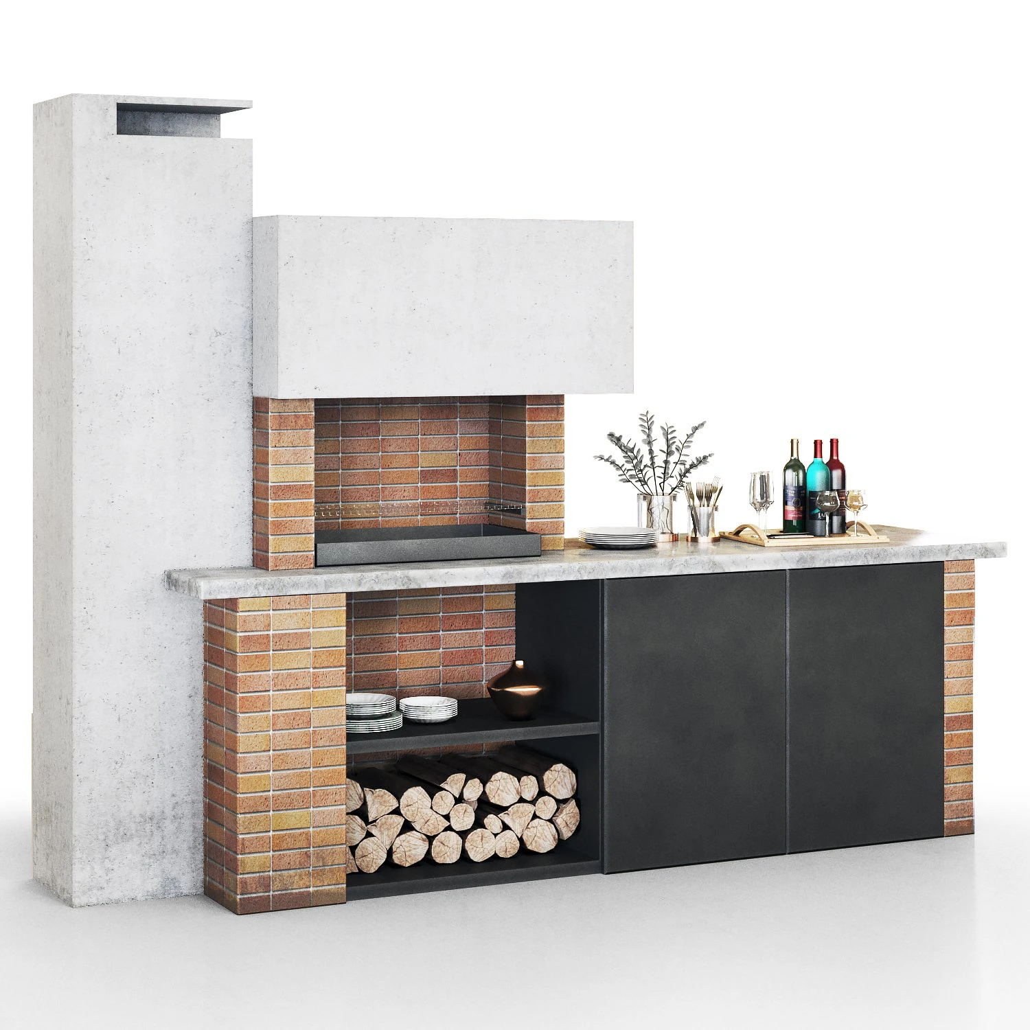 barbecue and grill 3D Model .c4d .max .obj .3ds .fbx .stl .blend 
