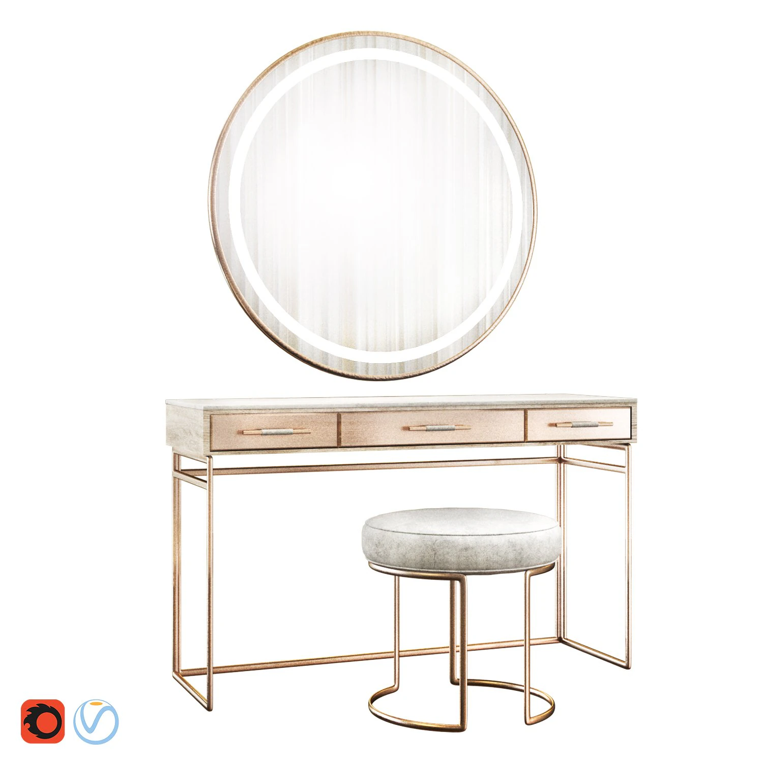 dressing table 3D Model .c4d .max .obj .3ds .fbx .stl .blend