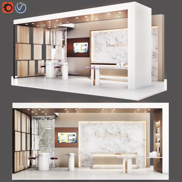 exhibition-kiosk 3D-Modell .c4d .max .obj .3ds .fbx .stl .blend 