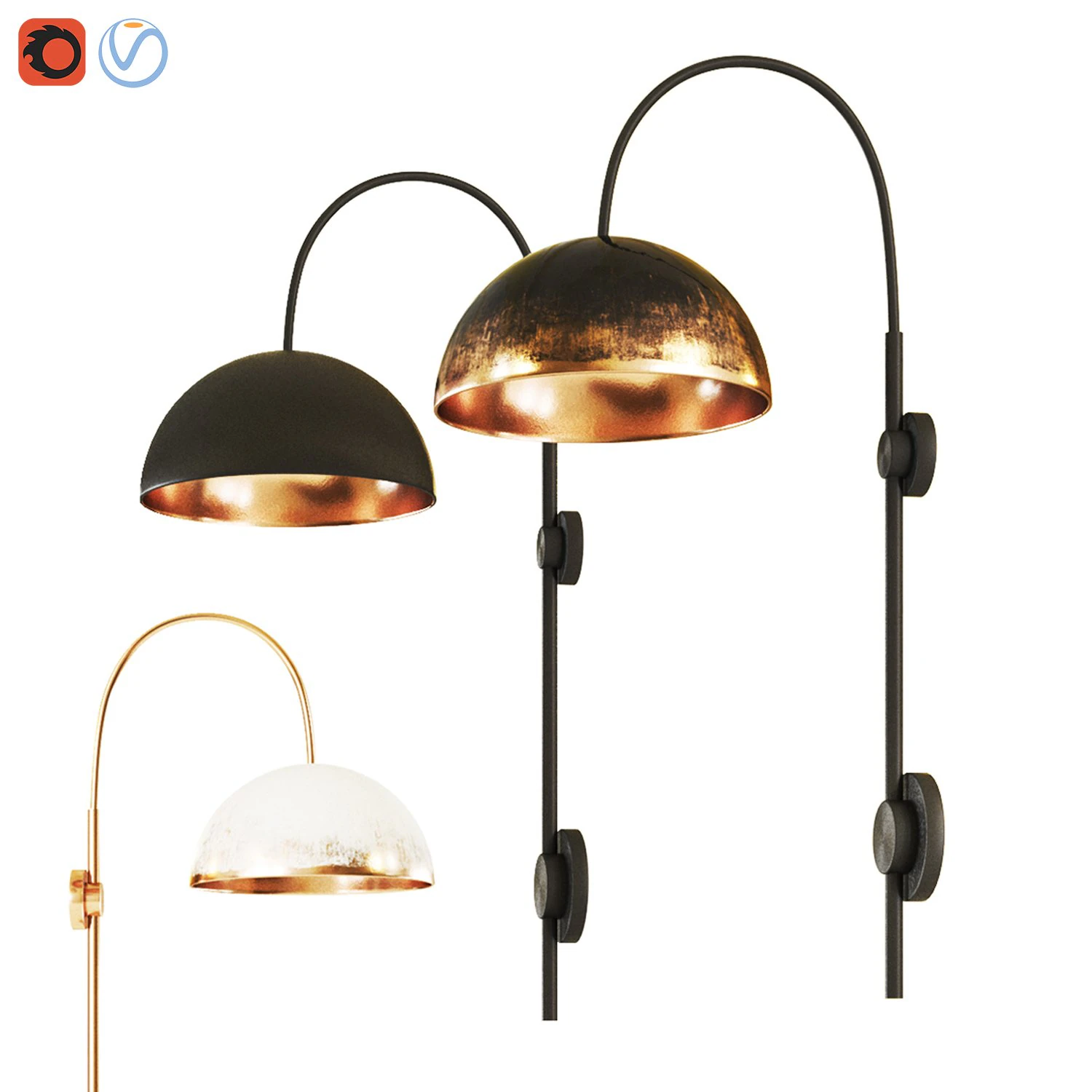 wandlamp lichtkoepel 3D Model .c4d .max .obj .3ds .fbx .stl .blend 