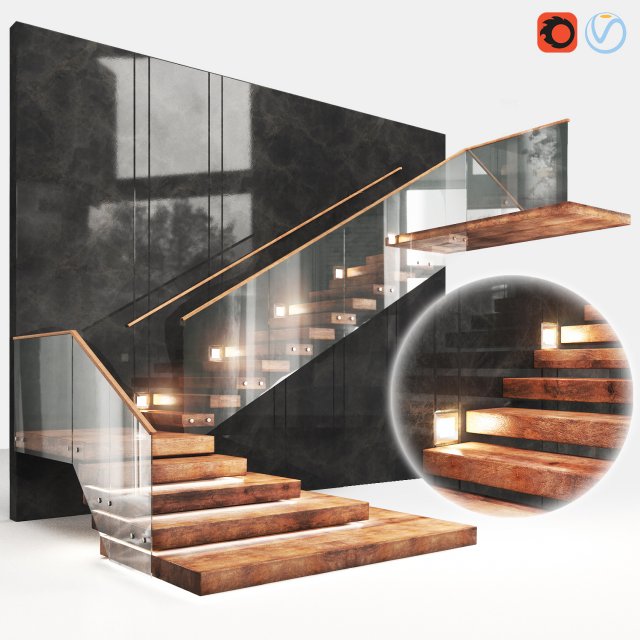 Stairs 02 3Dモデル .c4d .max .obj .3ds .fbx .stl .blend 