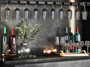 Minibar cafe wineshelf 3D Model