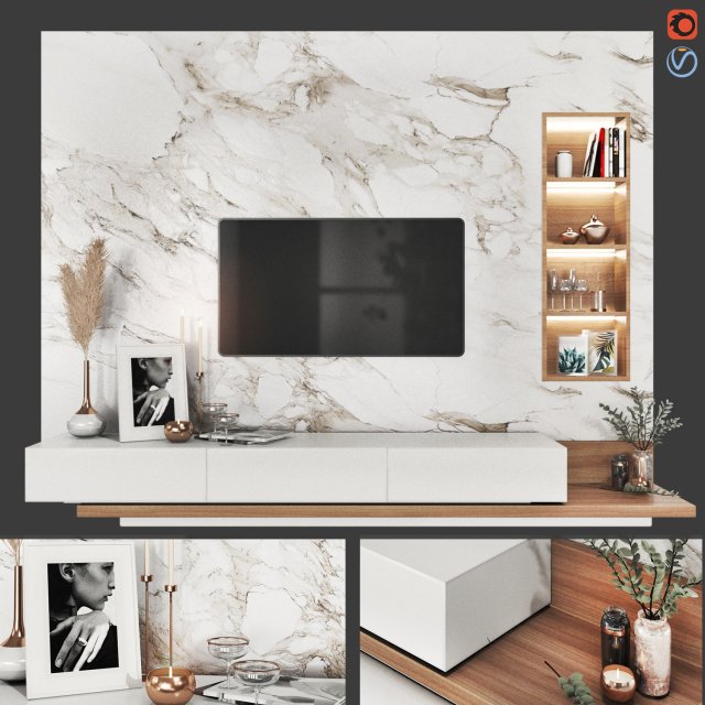 TV Wall Set-Minh Tri Model 3D .c4d .max .obj .3ds .fbx .stl .blend 