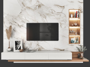 TV Wall Set-Minh Tri Model 3D