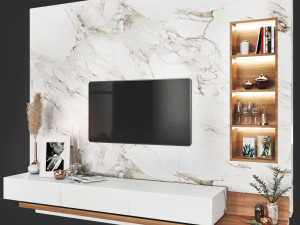TV Wall Set-Minh Tri Model 3D