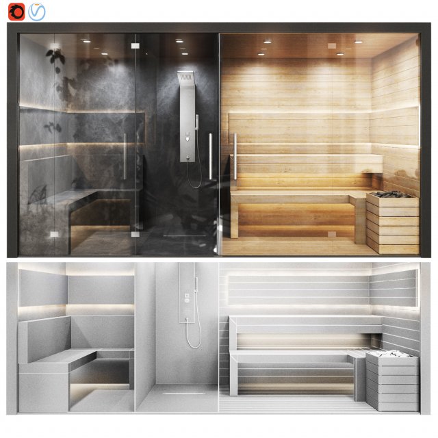 Sauna 3D 模型 .c4d .max .obj .3ds .fbx .stl .blend 