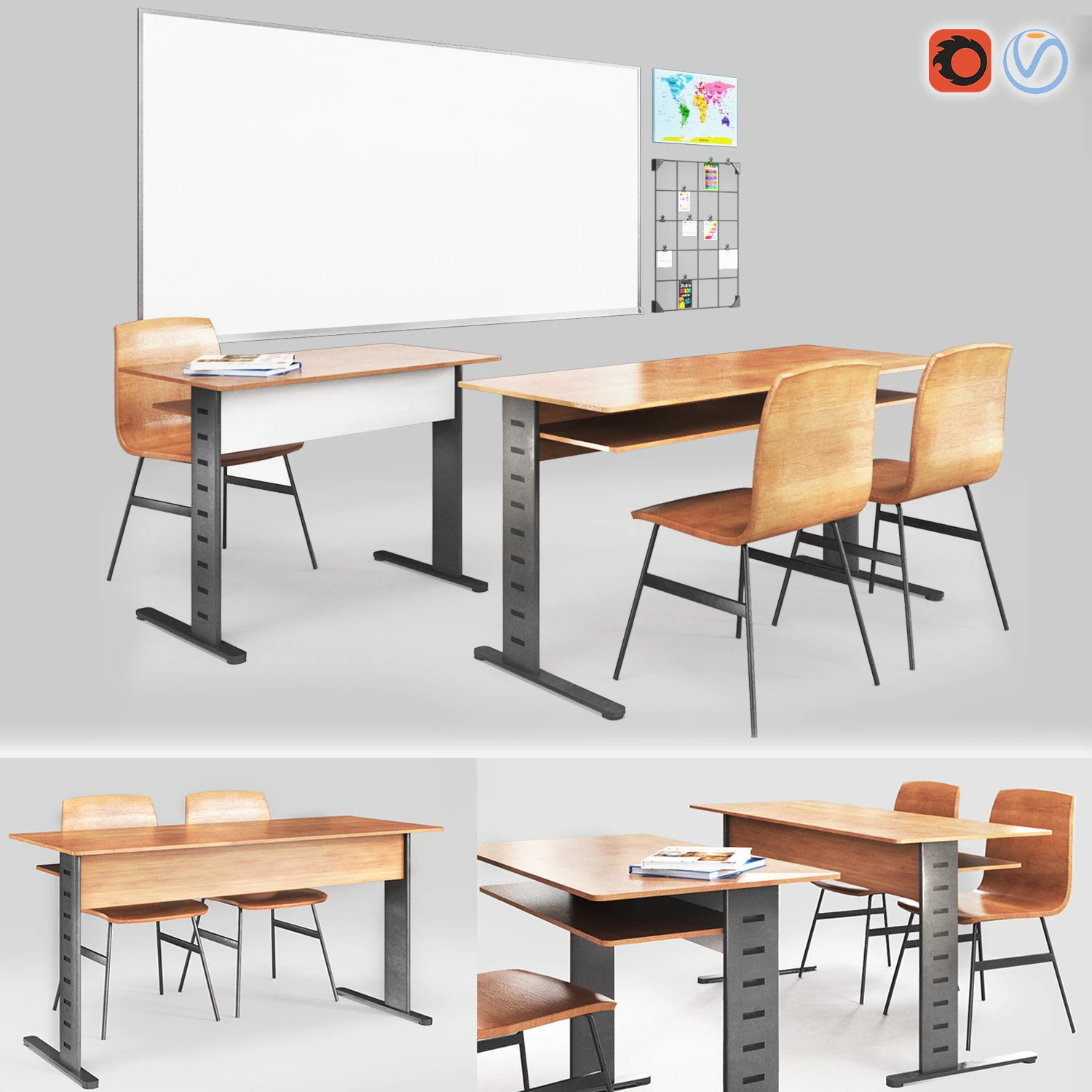 Classroom 3D Model .c4d .max .obj .3ds .fbx .stl .blend