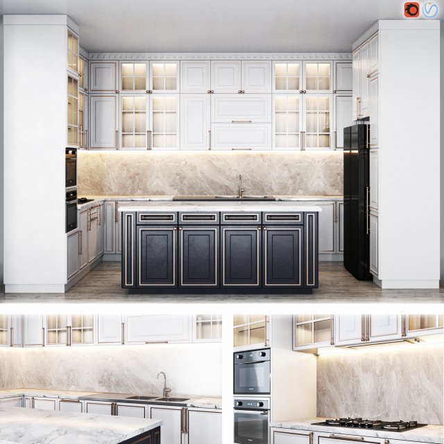 Kitchen classic 3D Model .c4d .max .obj .3ds .fbx .stl .blend 