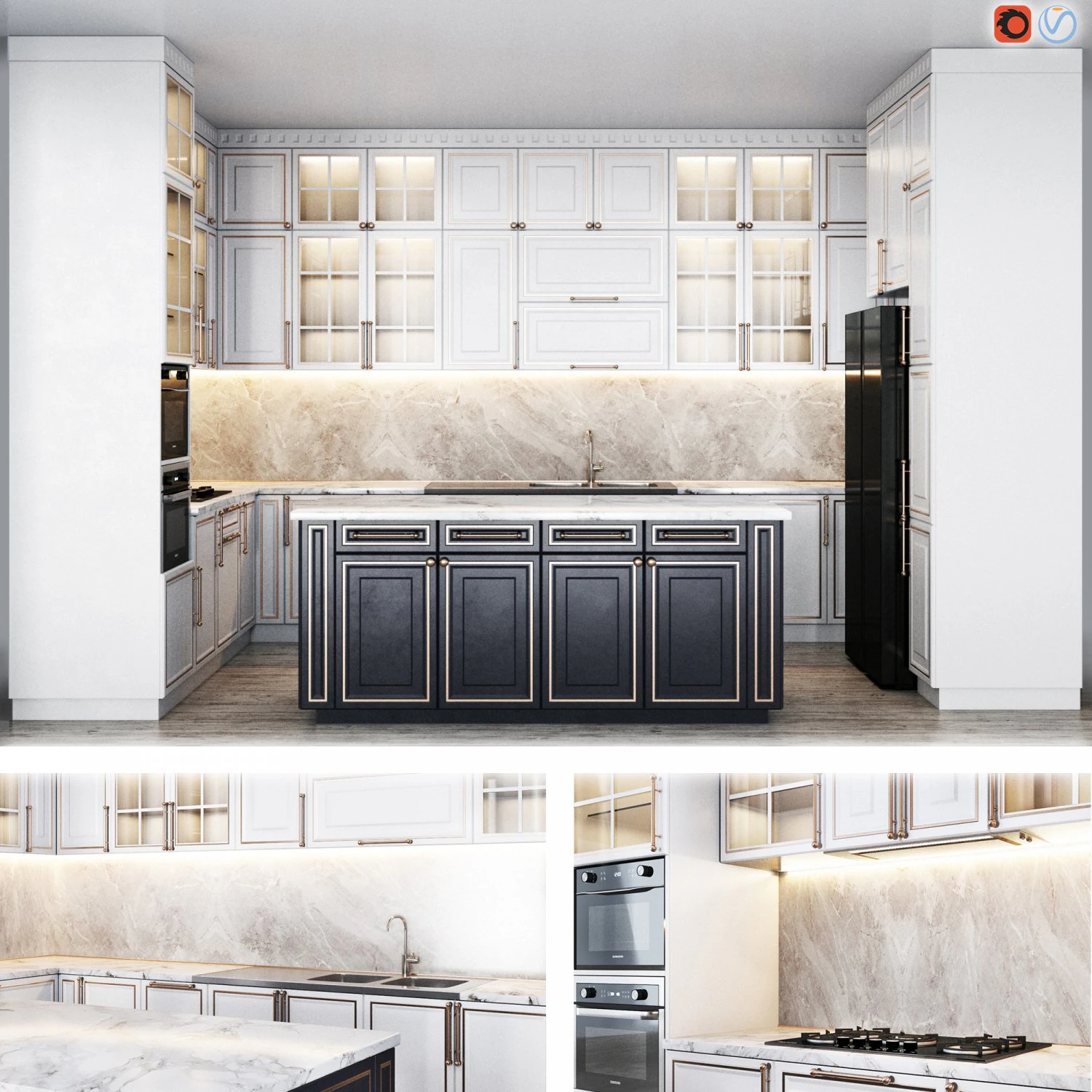 रसोई क्लासिक 3D मॉडल .c4d .max .obj .3ds .fbx .stl .blend 
