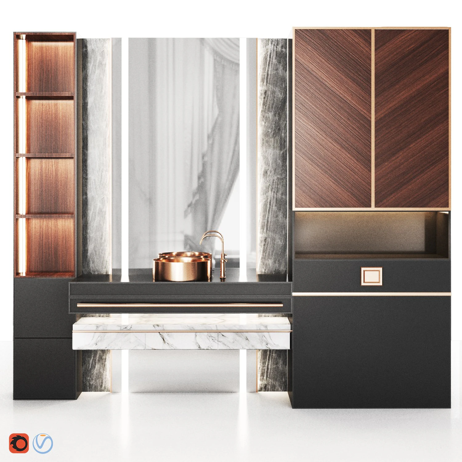 Bathroom washbasin 3D Model .c4d .max .obj .3ds .fbx .stl .blend 
