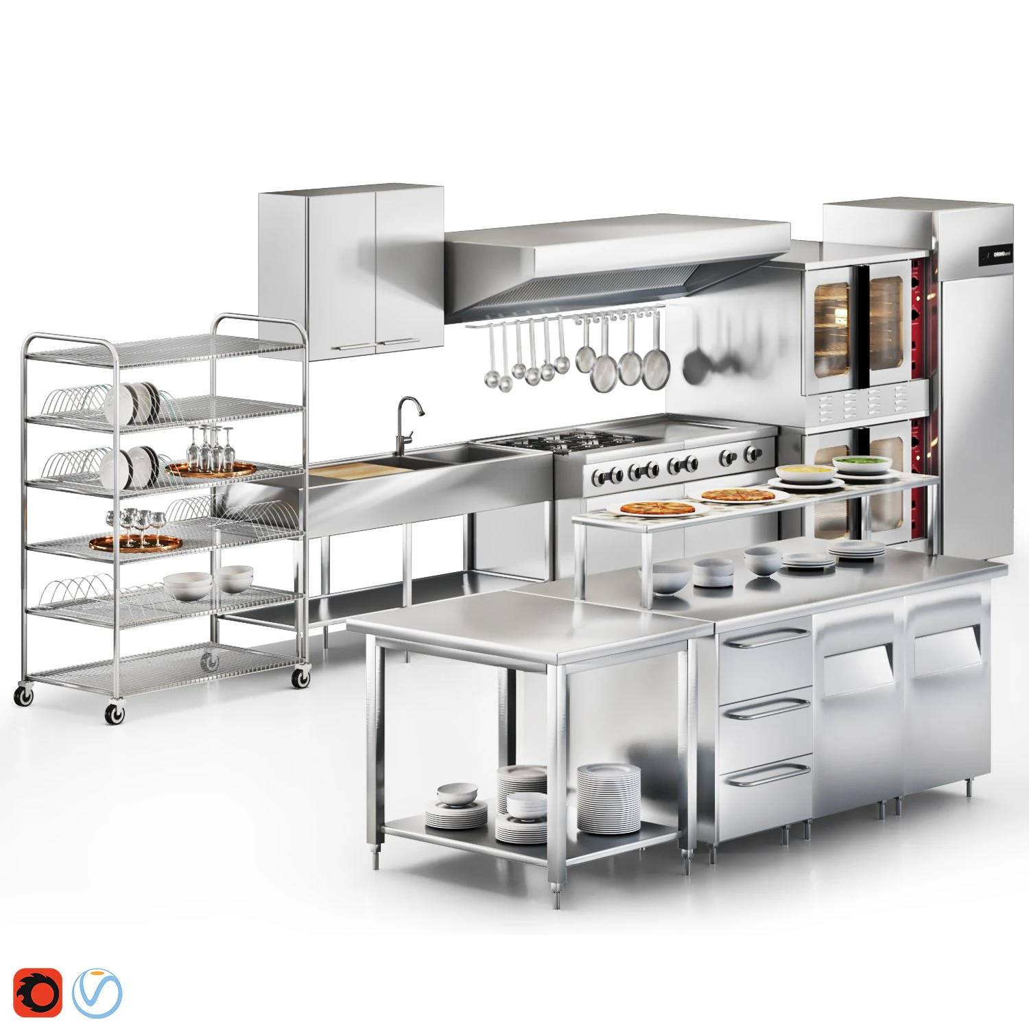 Ristorante Equipment02 cucina commerciale Modello 3D .c4d .max .obj .3ds .fbx .stl .blend