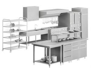 Restaurant Equipment02 commercial kitchen 3D-Modell