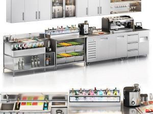 Restaurant Equipment01 commercial kitchen- cocktail bar 3D Model