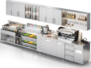 Equipamento de restaurante01 cozinha comercial - bar de coquet&eacute;is Modelo 3D