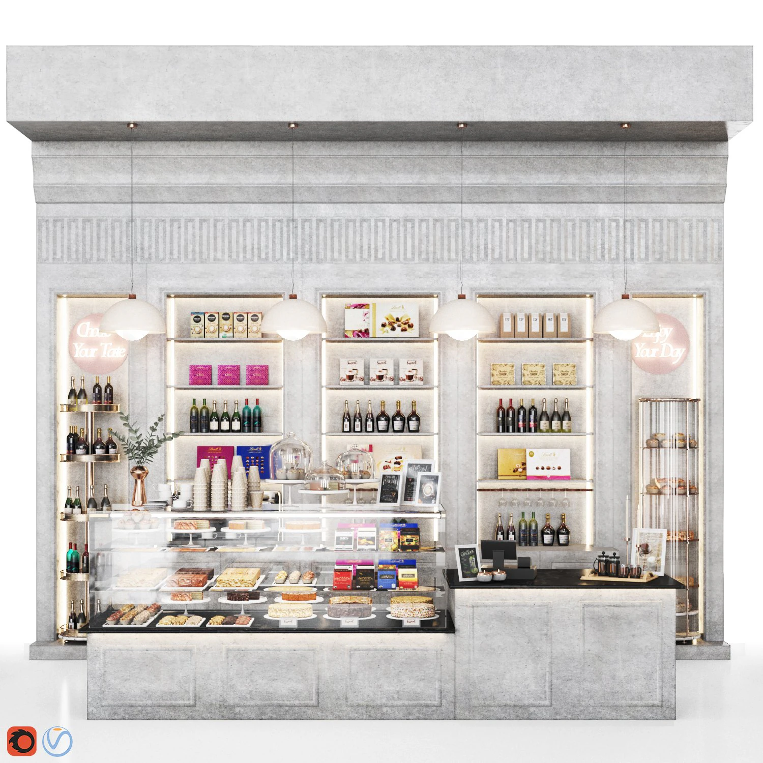 Pasticceria Cafe07 Modello 3D .c4d .max .obj .3ds .fbx .stl .blend