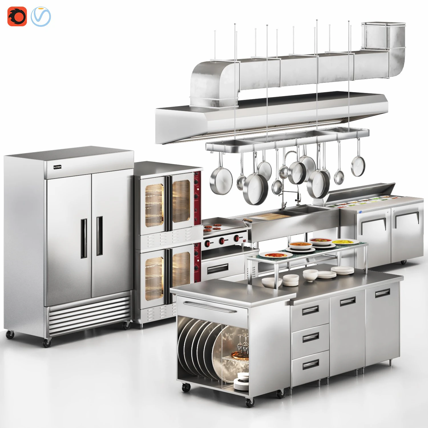 Ristorante Equipment03 cucina commerciale Modello 3D .c4d .max .obj .3ds .fbx .stl .blend 