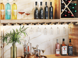 Minibar 03 wine shelf 3D Model