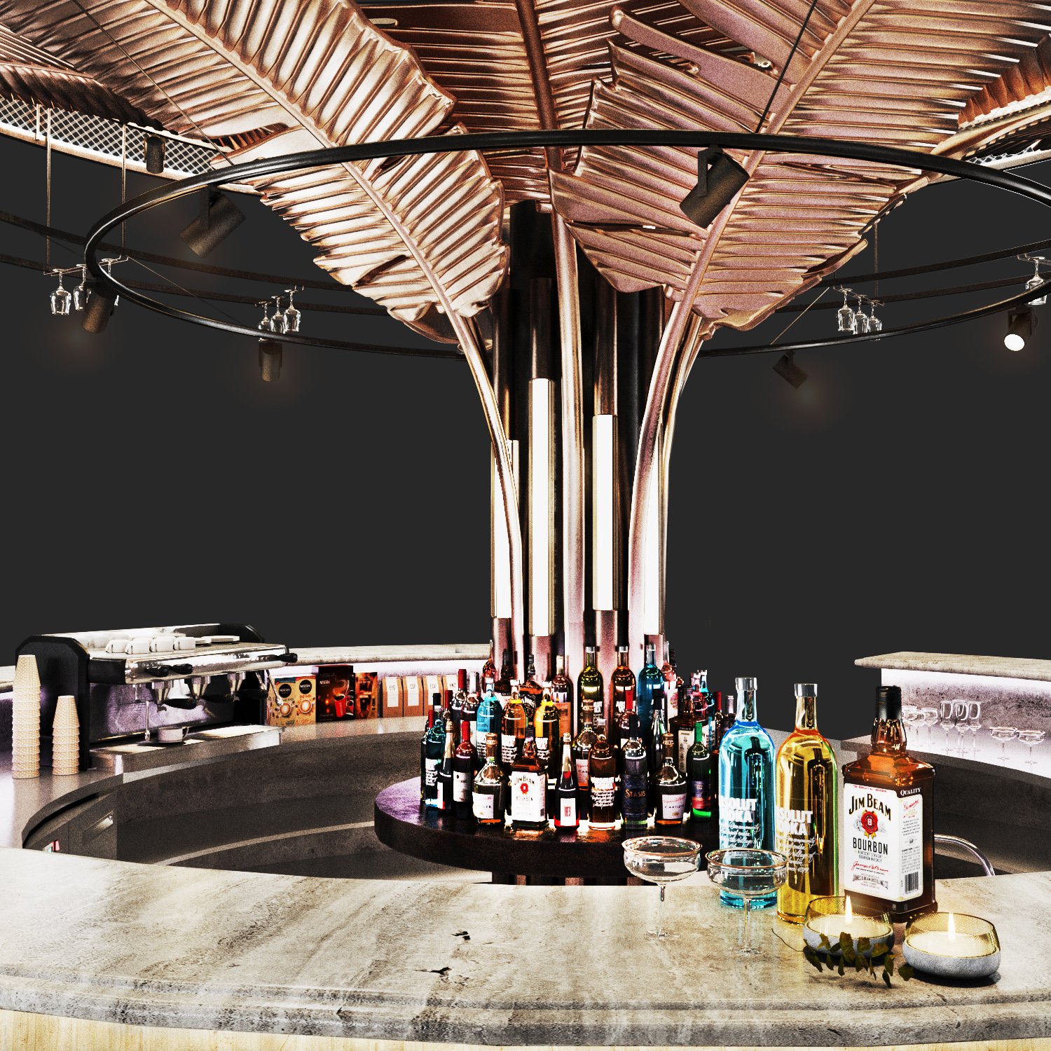 round cocktail bar