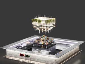 Cocktail bar cafe restaurant island 3D Model