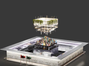 Cocktail bar cafe restaurant island 3D Model