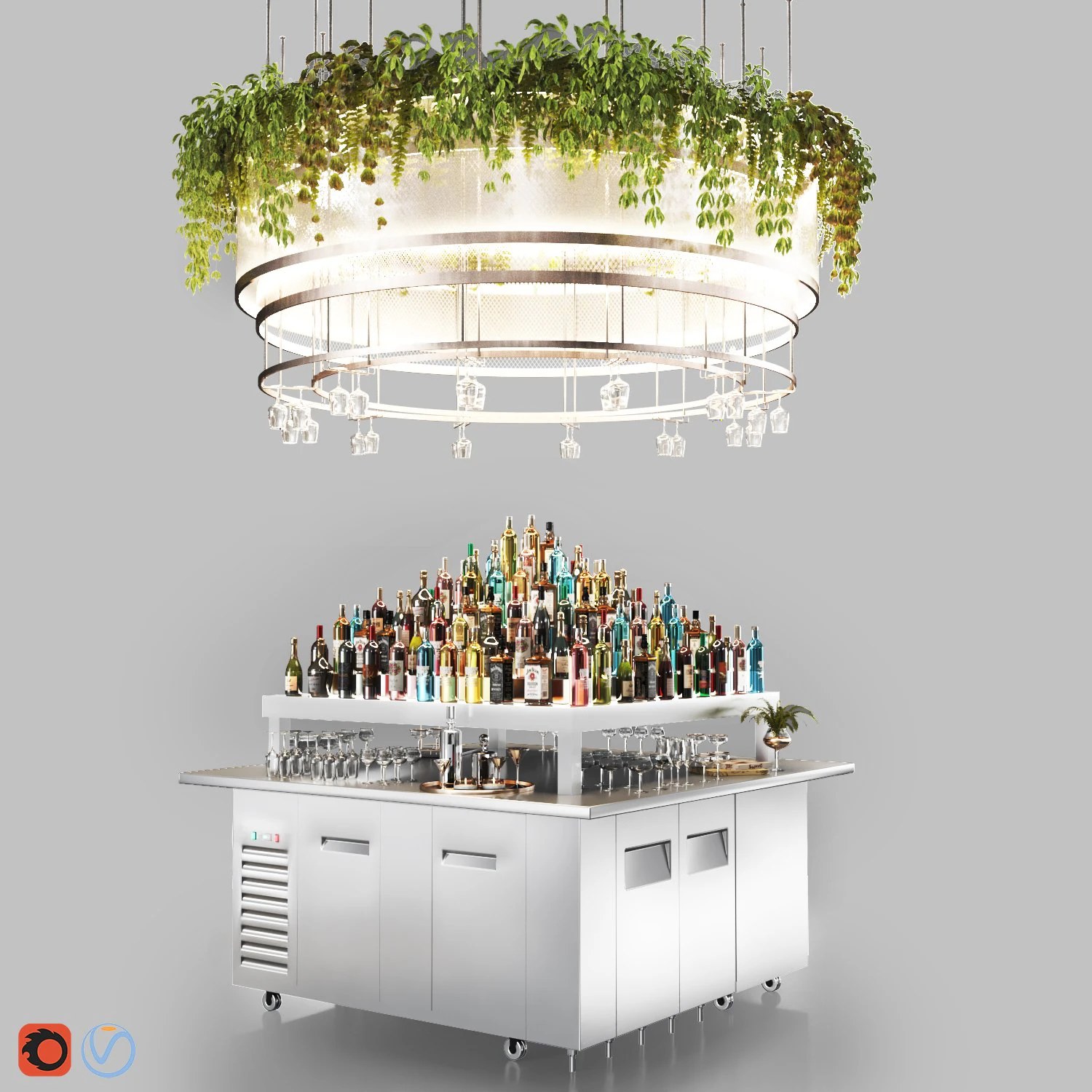 Cocktail bar cafe restaurant island 02 3D Model .c4d .max .obj .3ds .fbx .stl .blend 