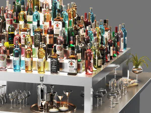 Cocktail bar cafe restaurant island 02 3D Model