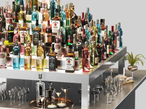 Cocktail bar cafe restaurant island 02 3D Model