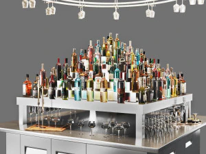 Cocktail bar cafe restaurant island 02 3D Model