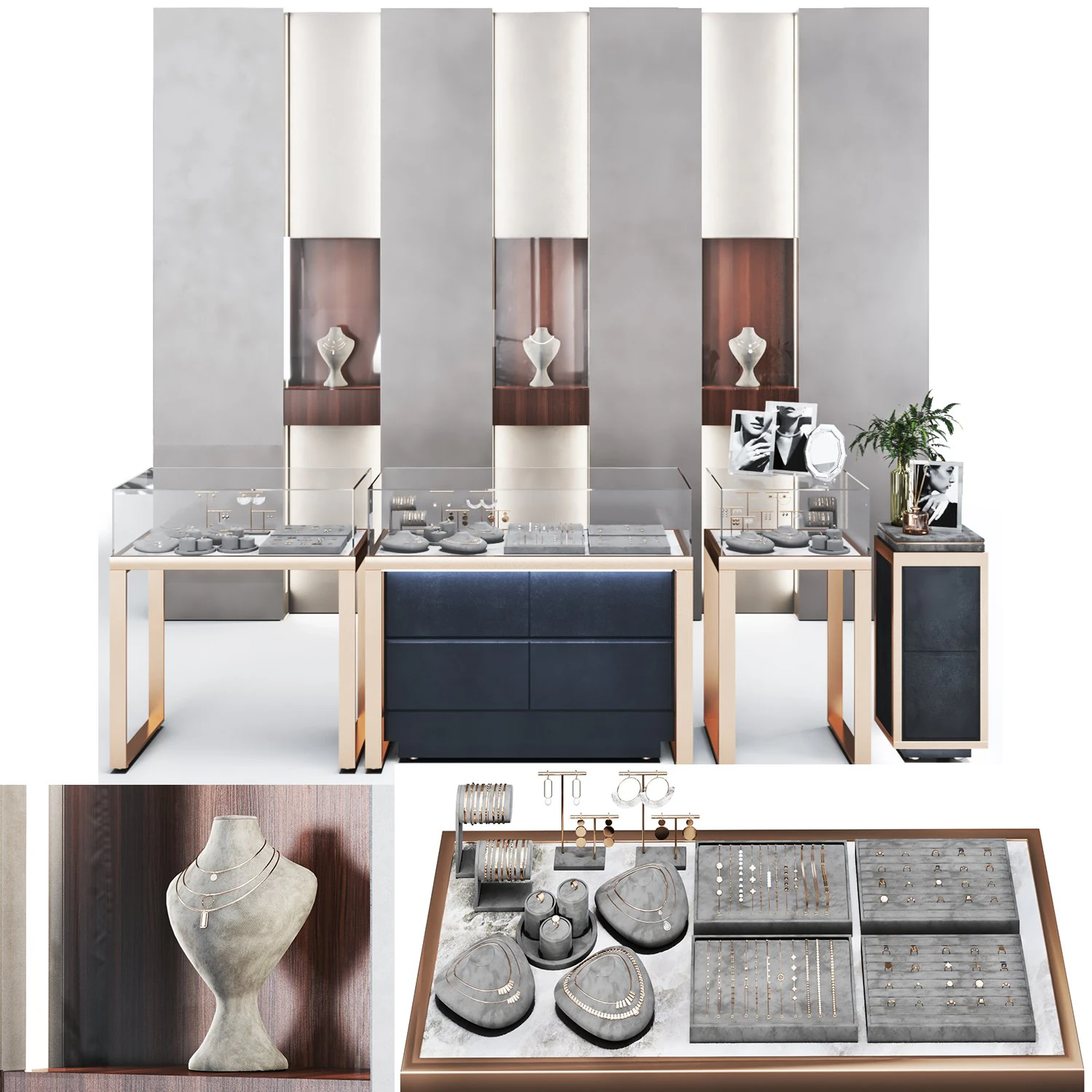 Jewelry store showcase jewellery showroom 3D Model .c4d .max .obj .3ds .fbx .stl .blend 