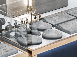 Jewelry store showcase jewellery showroom 3D Model