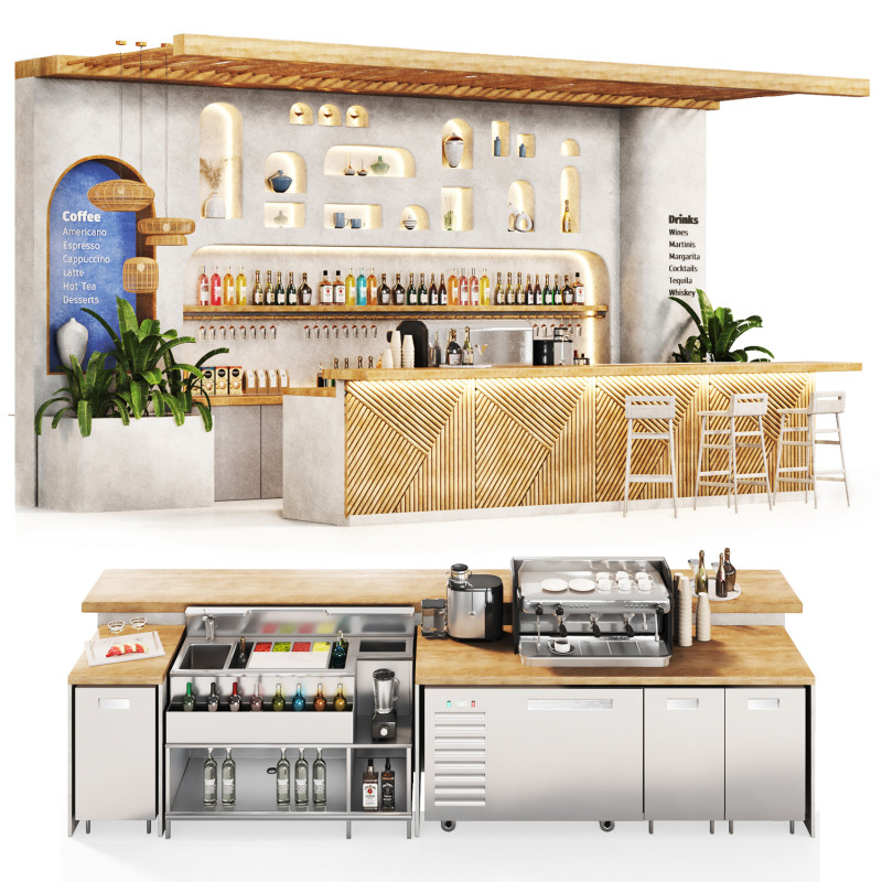Greek Cafe 3D Model .c4d .max .obj .3ds .fbx .stl .blend 