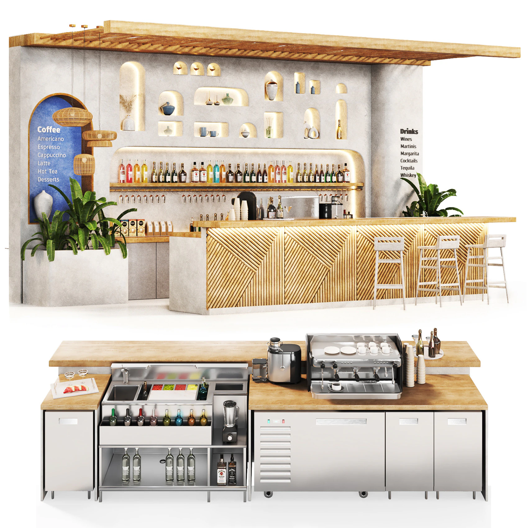 Caf&eacute; Grego Modelo 3D .c4d .max .obj .3ds .fbx .stl .blend 