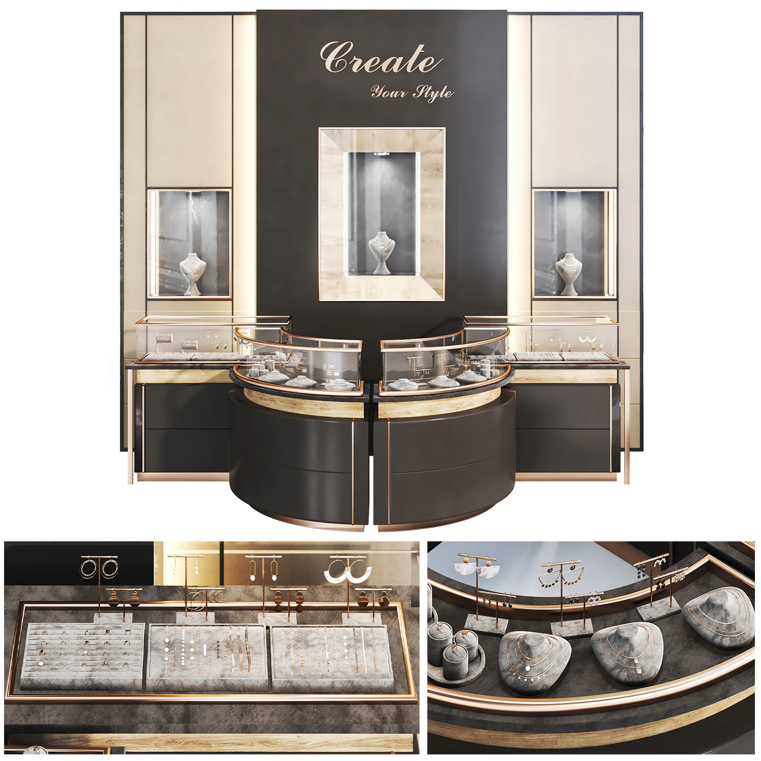 Jewelry store02 showcase 3D Model .c4d .max .obj .3ds .fbx .stl .blend