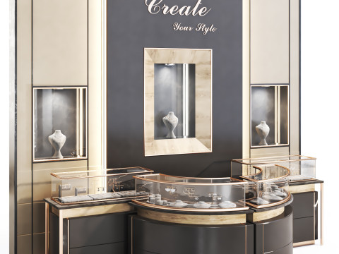 Jewelry store02 showcase 3D Model