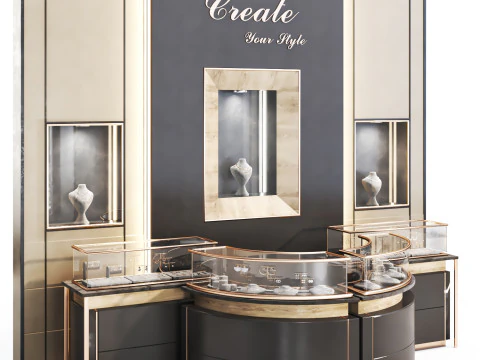 Jewelry store02 showcase 3D Model