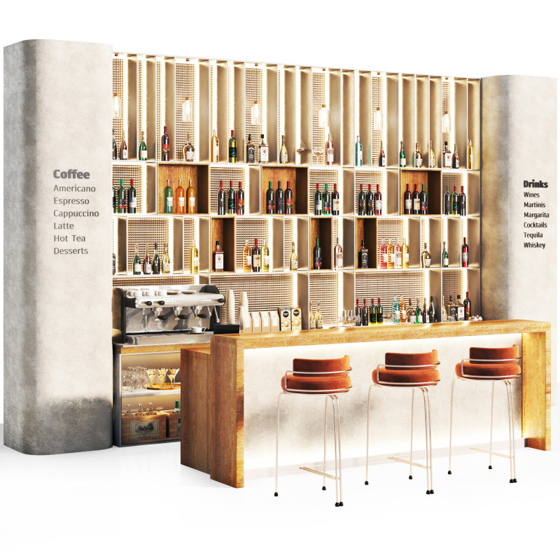 Cafe Bar 14 3D Модель .c4d .max .obj .3ds .fbx .stl .blend 