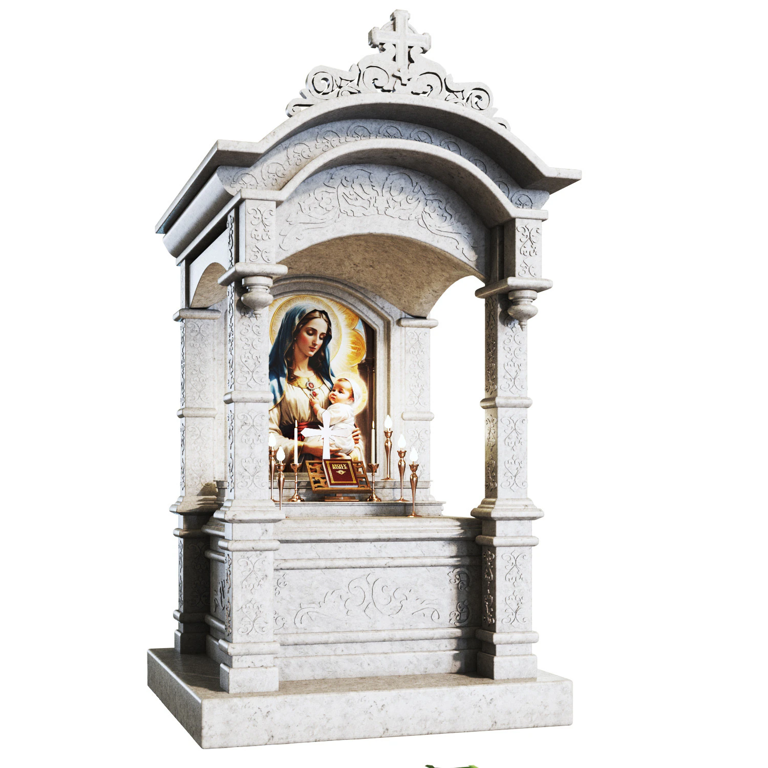 Church interior altar 3D Model .c4d .max .obj .3ds .fbx .stl .blend 
