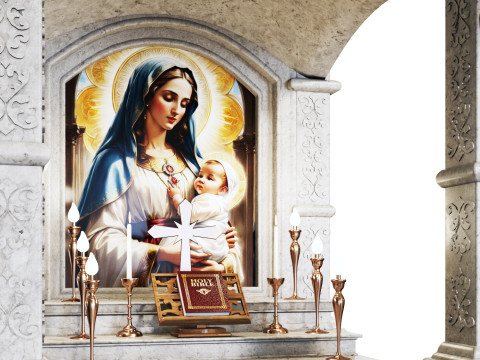 Church interior altar 3D Model