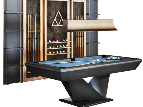 Billiard set03 pool table 3D Model