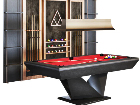 Billiard set03 pool table 3D Model