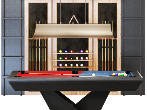 Billiard set03 pool table 3D Model
