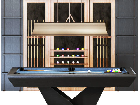 Billiard set03 pool table 3D Model