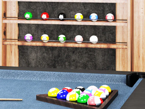 Billiard set03 pool table 3D Model