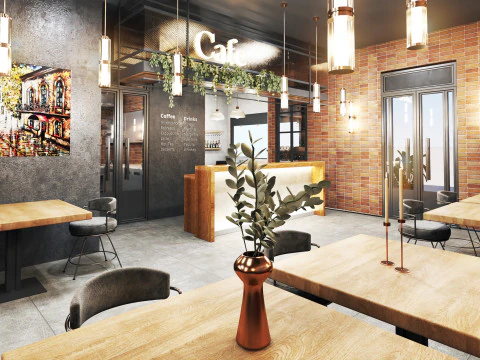 Cafe restaurant full design 17 3D Model