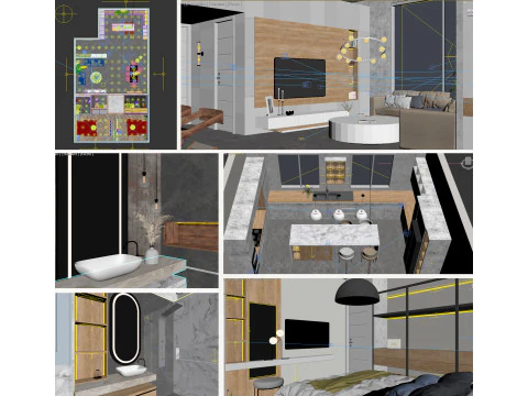 Дизайн интерьера квартиры 3D Модель