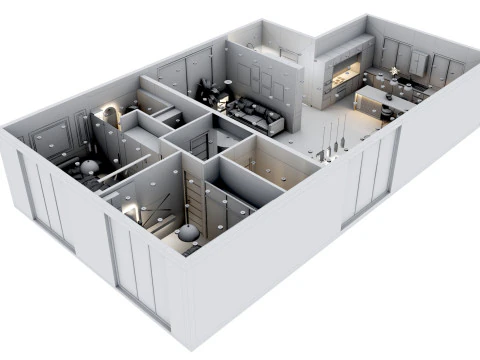 Дизайн интерьера квартиры 3D Модель