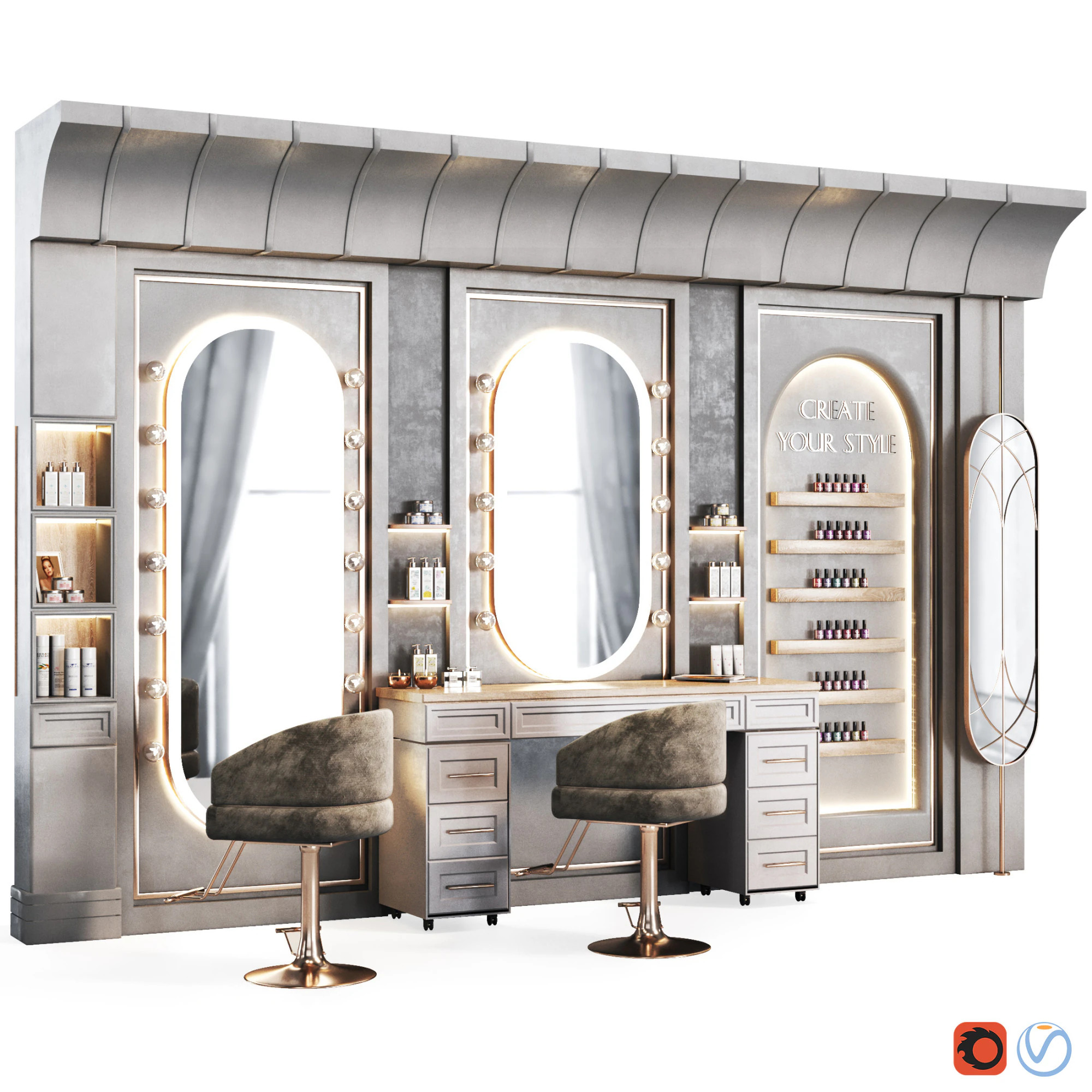 Beautysalon 16 hairdresser- barbershop 3D Model .c4d .max .obj .3ds .fbx .stl .blend 