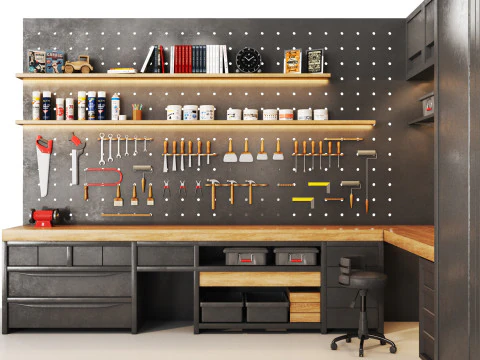 Werkplaats 02 Garagegereedschap 3D Model